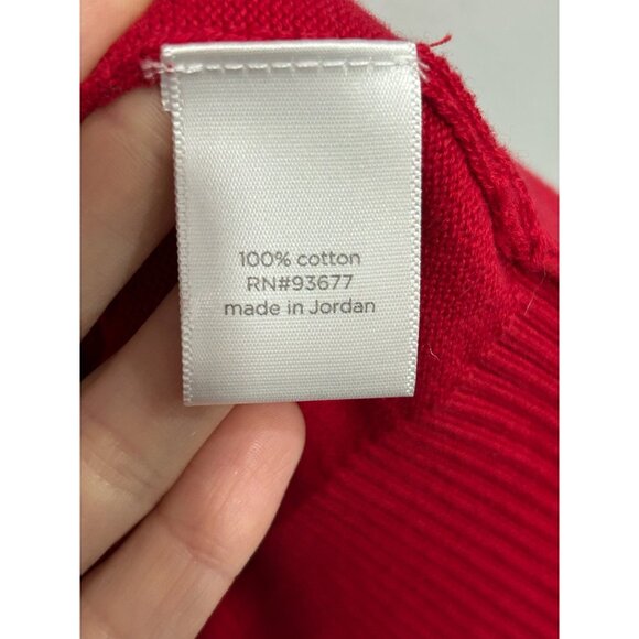 JCP Red V Neck Sweater Mens Combed Cotton Sz Large - Picture 6 of 10
